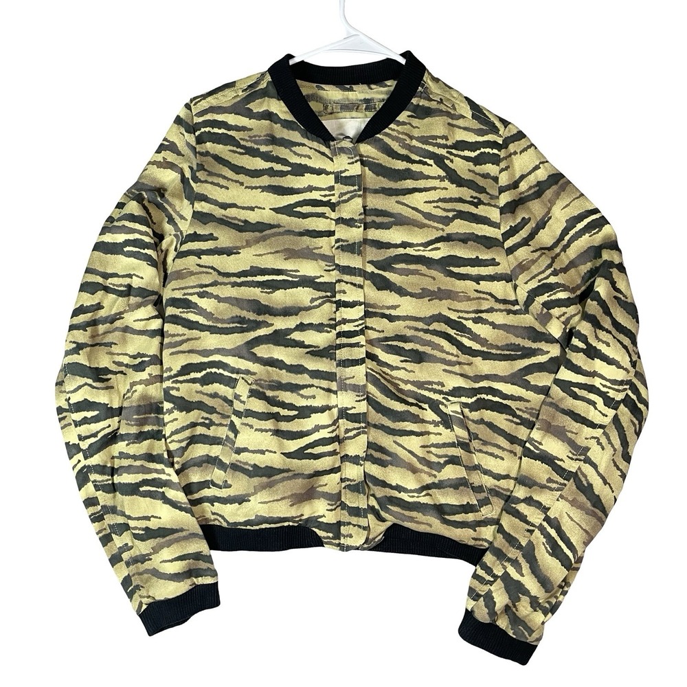 Ralph Lauren Denim & Supply Jacket Womens L Tiger Stripe‎ Bomber Animal Print